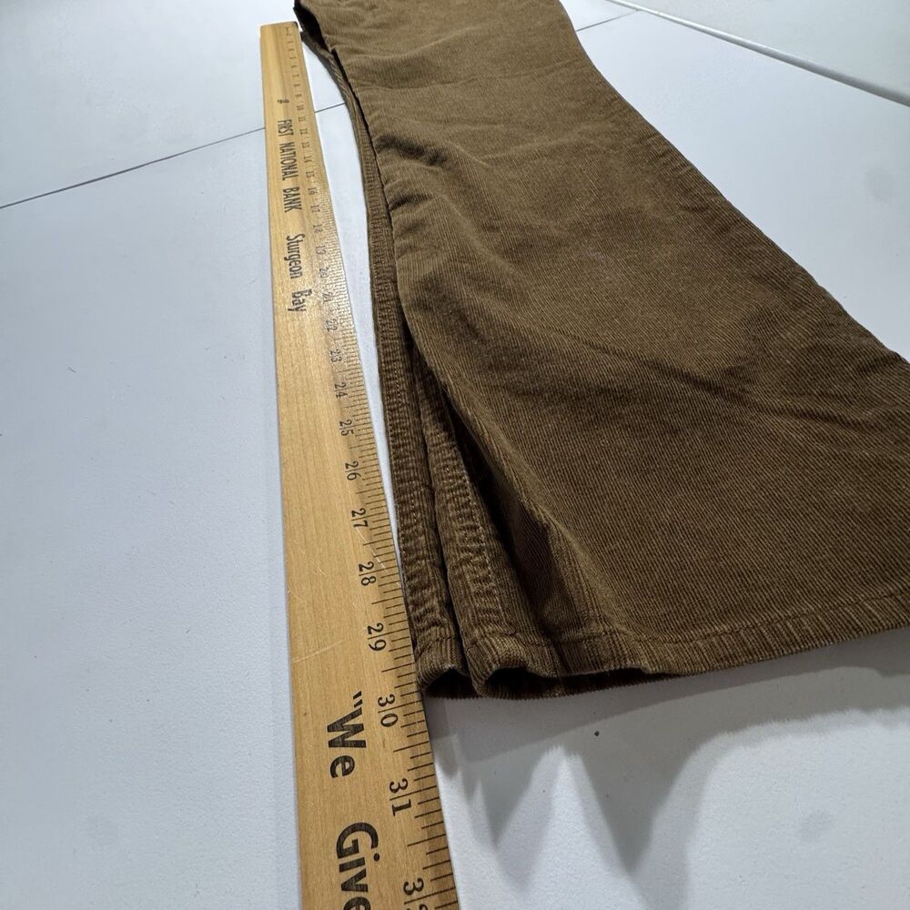 VTG Eddie Bauer Pants Womens Tan Corduroy Boot Cut Stretch Sz 12 90s Minimalism - Picture 9 of 11